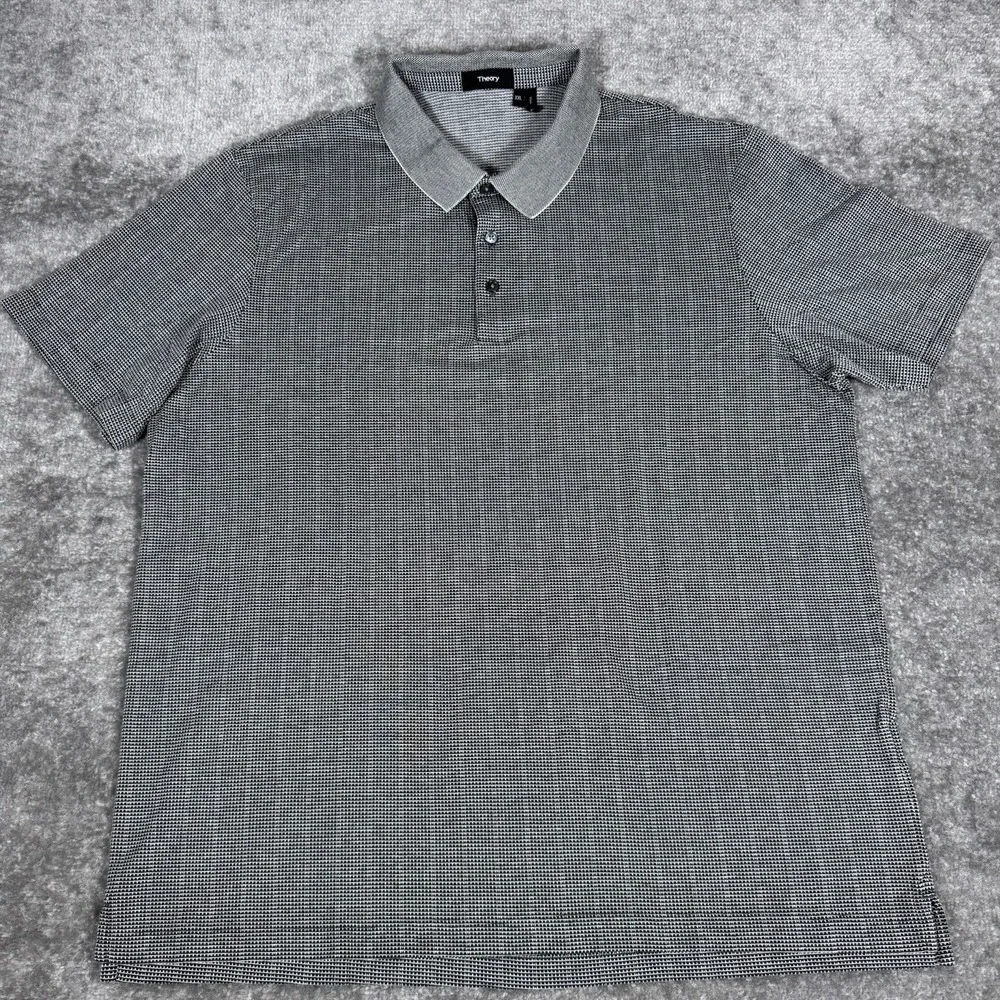 Theory Polo Shirt Men's XXL Gray Atlas‎ Pique Short Sleeve Golf Preppy